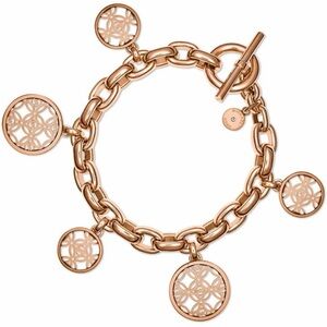 Michael Kors Rose Gold Necklace and Bracelet with Logo Charms